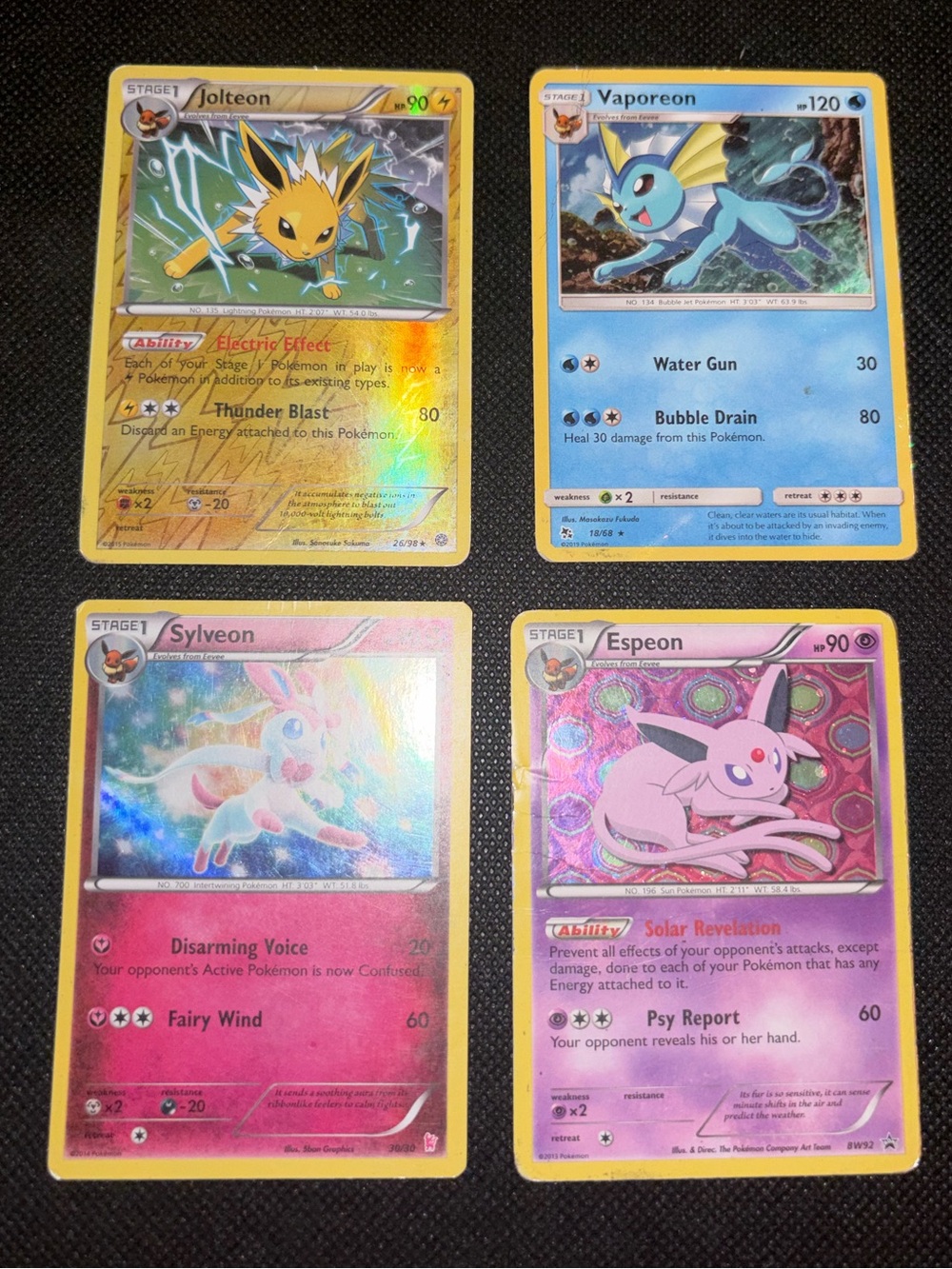 Pokémon Holo Card Lot — Jolteon, Vaporeon, Sylveon &  Espeon - conditions vary
